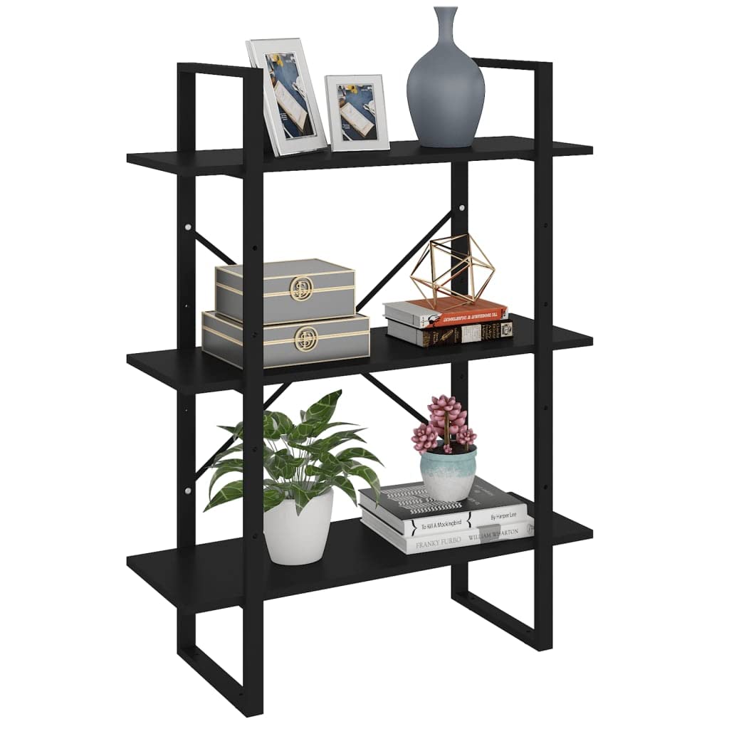 vidaXL Book Cabinet Black 31.5&quot;x11.8&quot;x41.3&quot; Engineered Wood