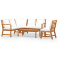 vidaXL Patio Lounge Set 5 Piece, Patio Furniture Set for Outdoor, Sectional Sofa with Cushions, Corner Sofa, Modern Style, Cream Solid Wood Acacia