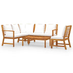 vidaXL Patio Lounge Set 5 Piece, Patio Furniture Set for Outdoor, Sectional Sofa with Cushions, Corner Sofa, Modern Style, Cream Solid Wood Acacia