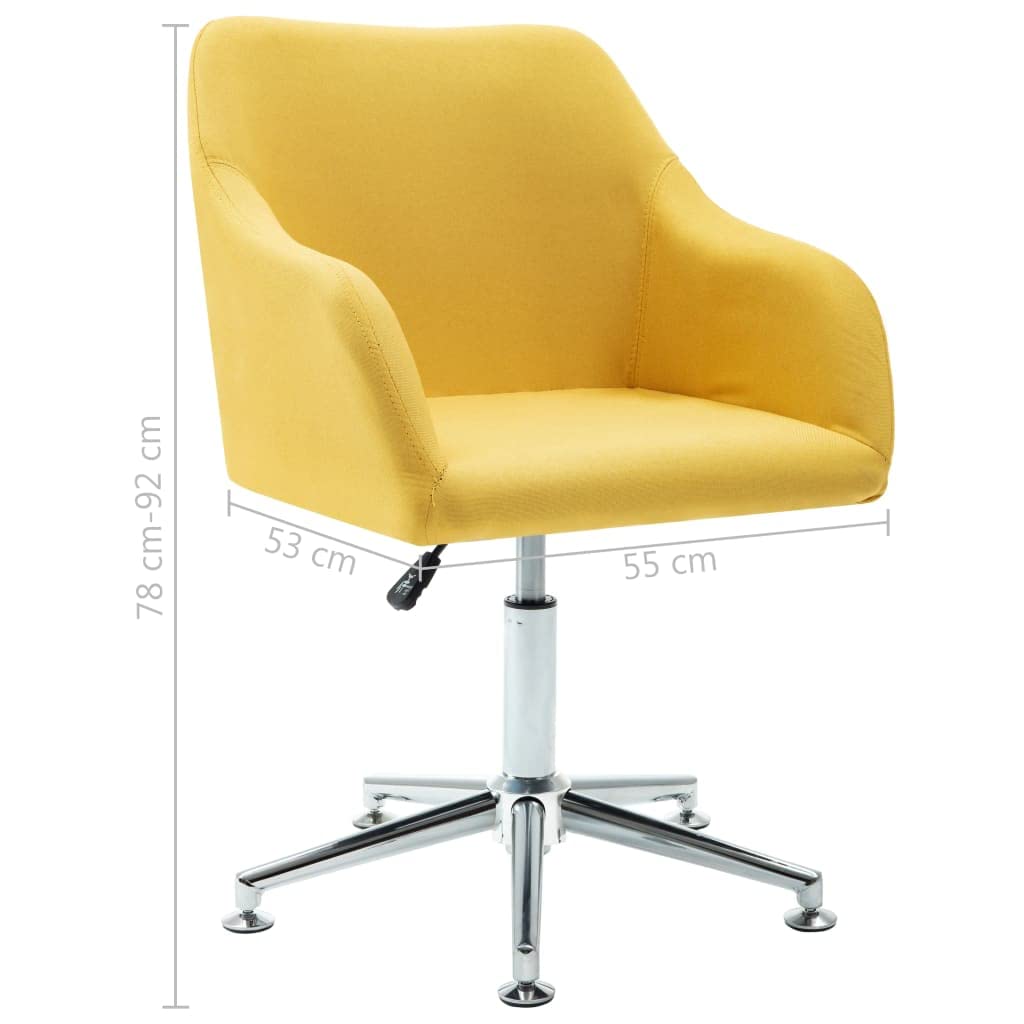 vidaXL Scandinavian Style Swivel Dining Chair - Adjustable Height, Ergonomic Design, Soft Yellow Fabric Upholstery, Wooden Frame with Steel Legs