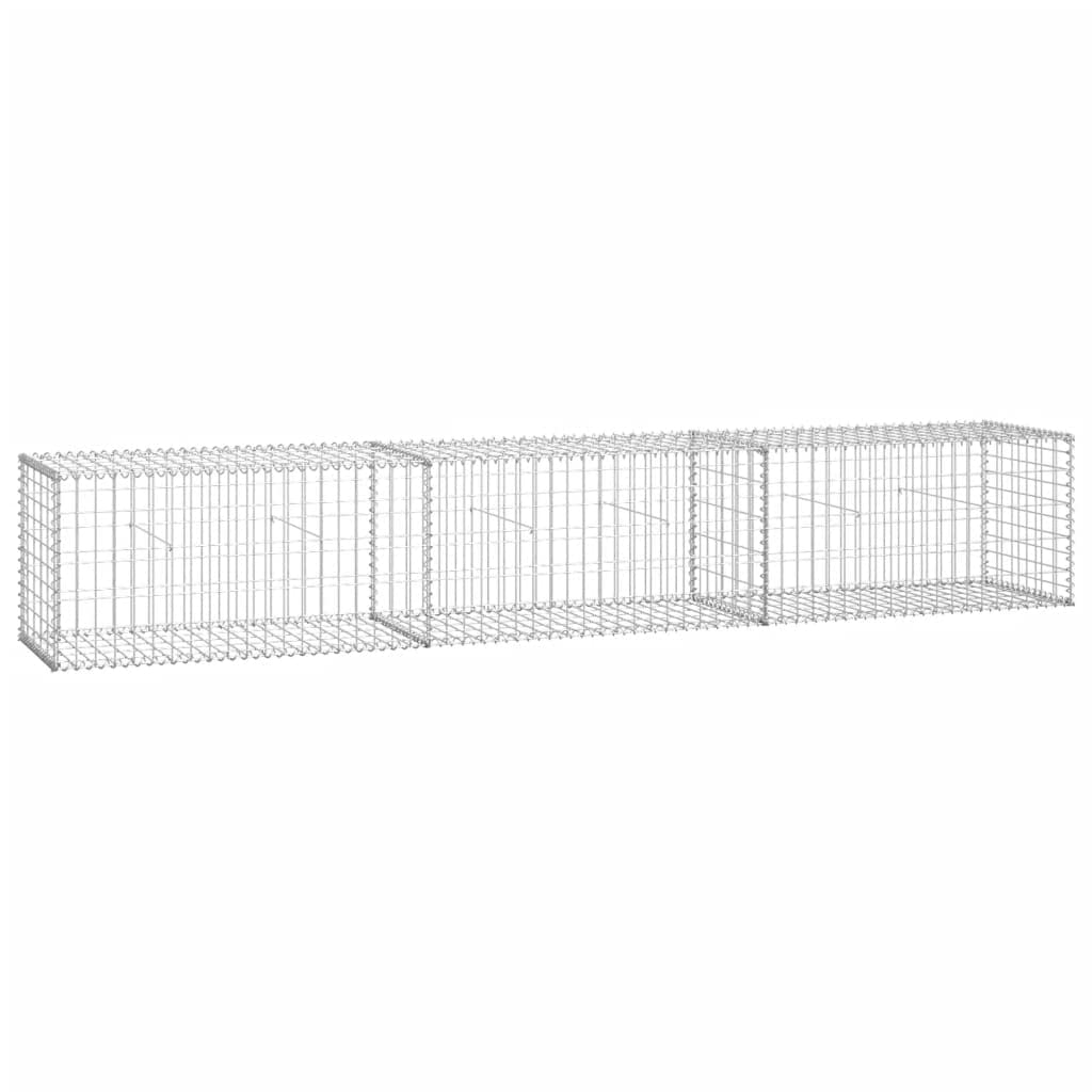 vidaXL Gabion Wall with Covers, Galvanized Steel, Weather-Resistant and Rustproof, Ideal for Residential & Commercial Landscapin
