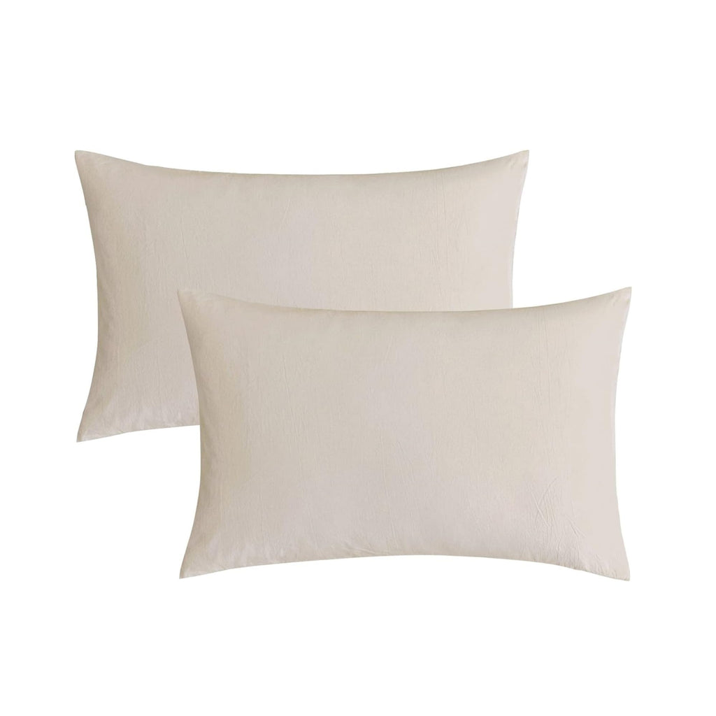 JELLYMONI Pillowcases Standard Set of 2 Cotton Envelope Pillow Covers Cream Grey 20  26in Bed Pillow Cases 100% Washed Cotton So