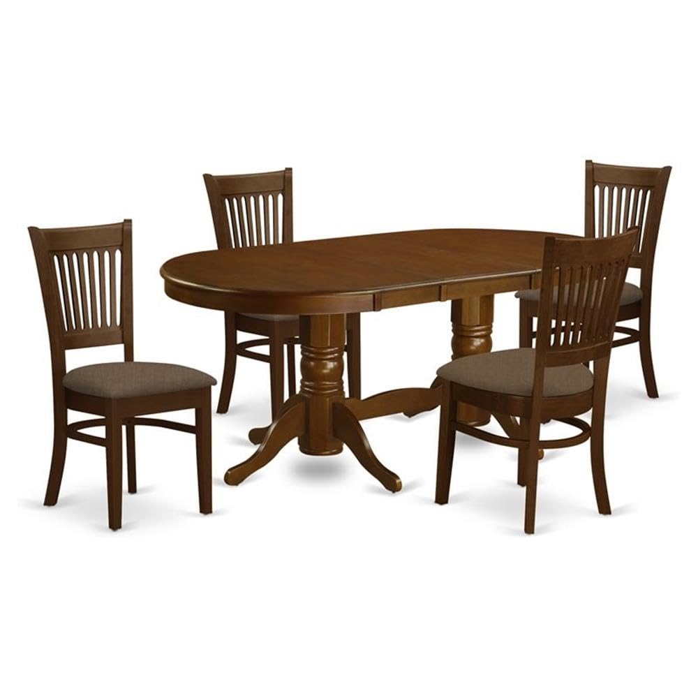 East West Furniture VANC5-ESP-C 5 Piece Dining Table Set for 4 Includes an Oval Kitchen Table with Butterfly Leaf and 4 Linen Fabric Dining Room Chairs, 40x76 Inch, Espresso