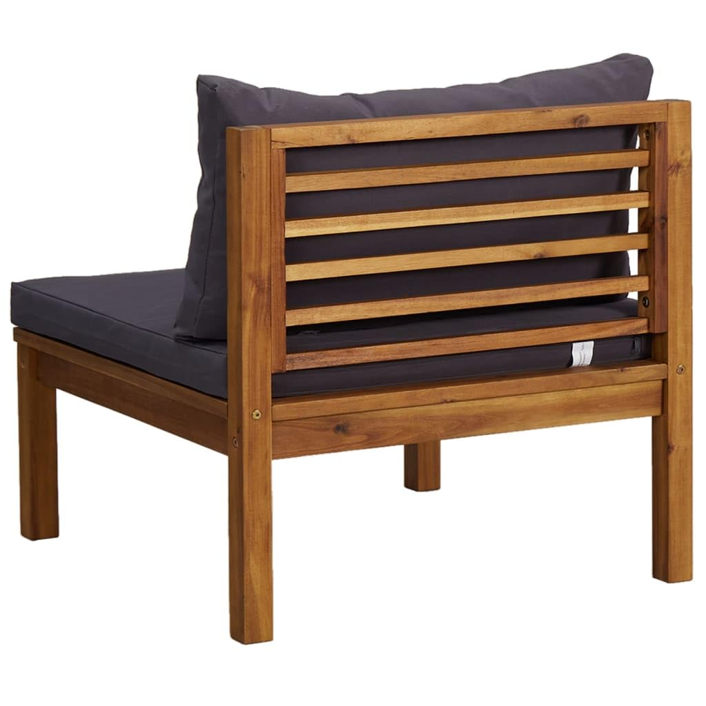 vidaXL 3 Piece Patio Lounge Set with Dark Gray Cushions Acacia Wood