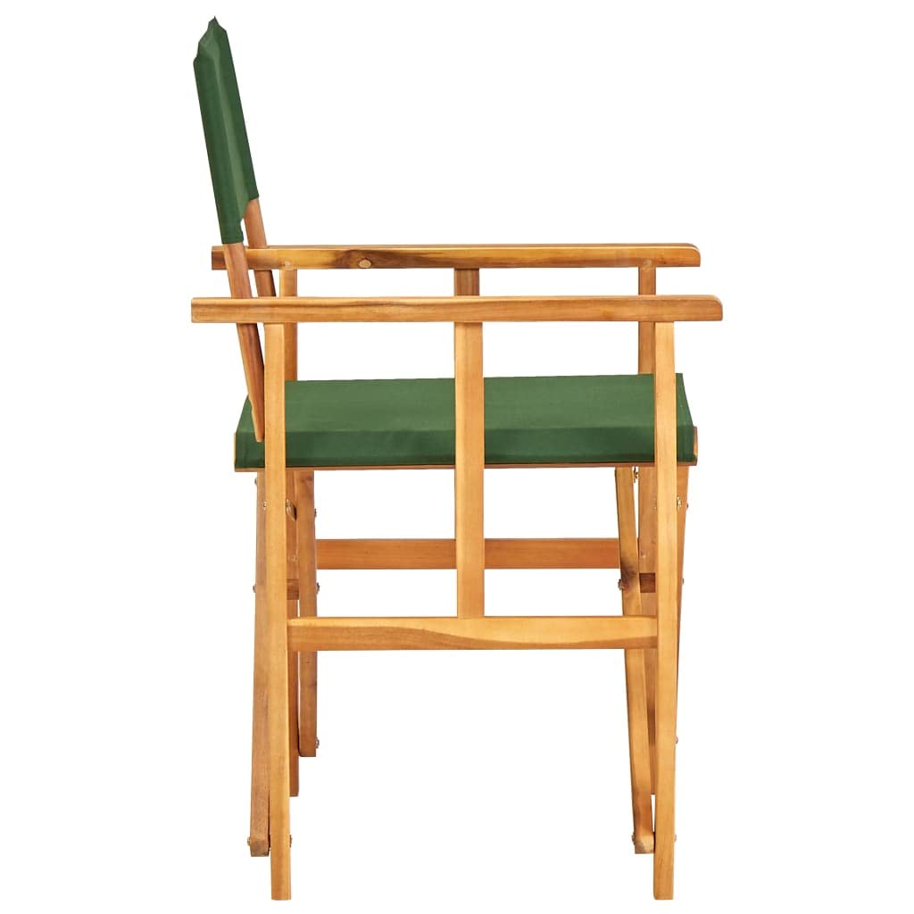 vidaXL Director's Chair, Foldable Director's Chair with Fabric Seat Cover, Folding Camping Chair for Outdoor Garden Lawn, Solid Wood Acacia Green
