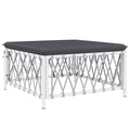vidaXL Patio Table Outdoor Furniture in White with Durable Woven Fabric and Robust Powder-Coated Steel Frame; Measures 27.6x27.6