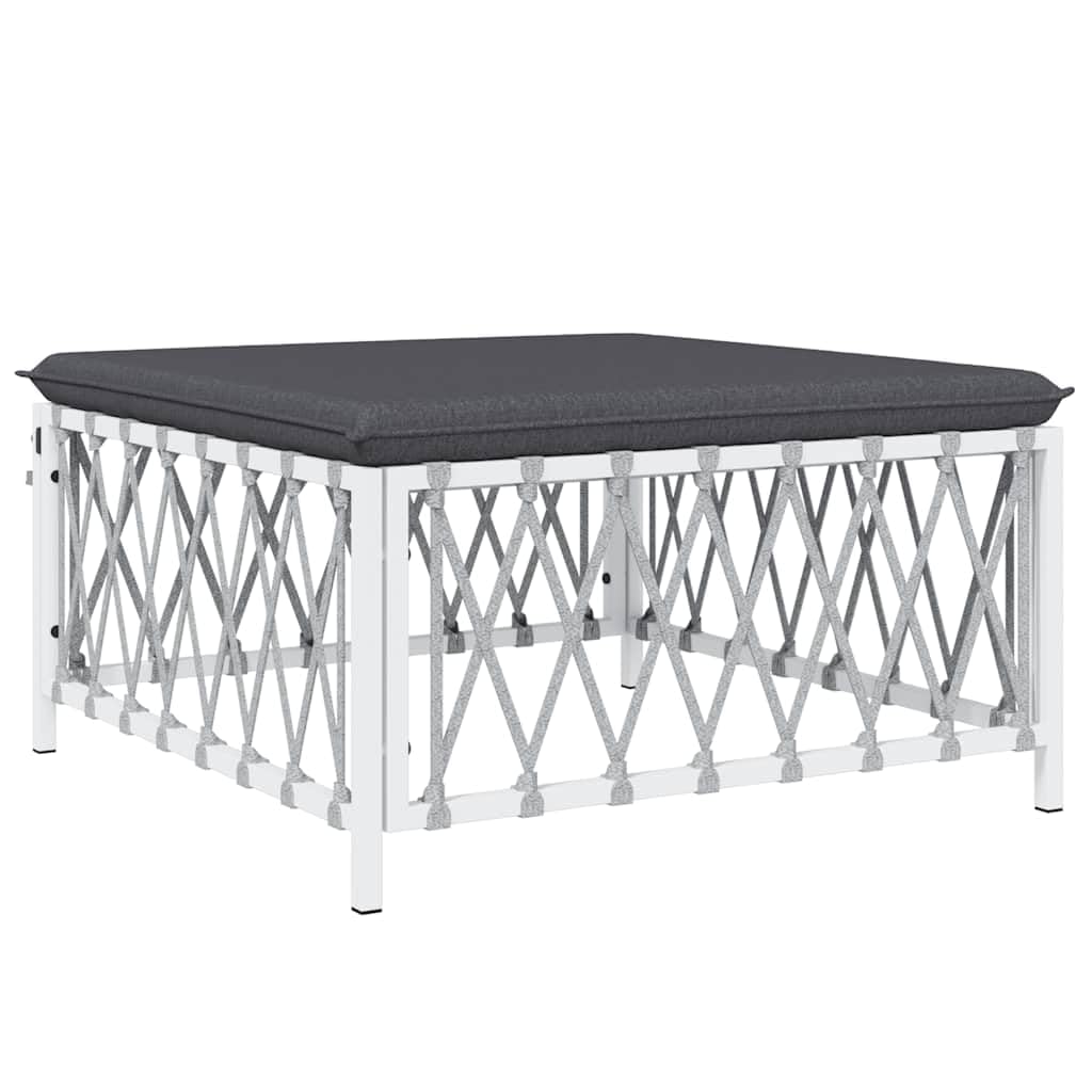 vidaXL Patio Table Outdoor Furniture in White with Durable Woven Fabric and Robust Powder-Coated Steel Frame; Measures 27.6x27.6
