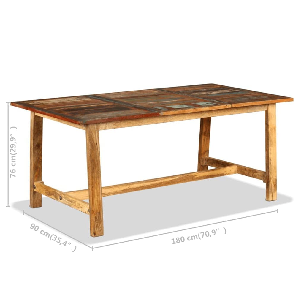 vidaXL Dining Table – Solid Reclaimed Wood | Rugged Industrial Look | Handcrafted Wooden Development | Strong & Robust Structure | Easy Assembly | Perfect for Kitchen/Dining Room