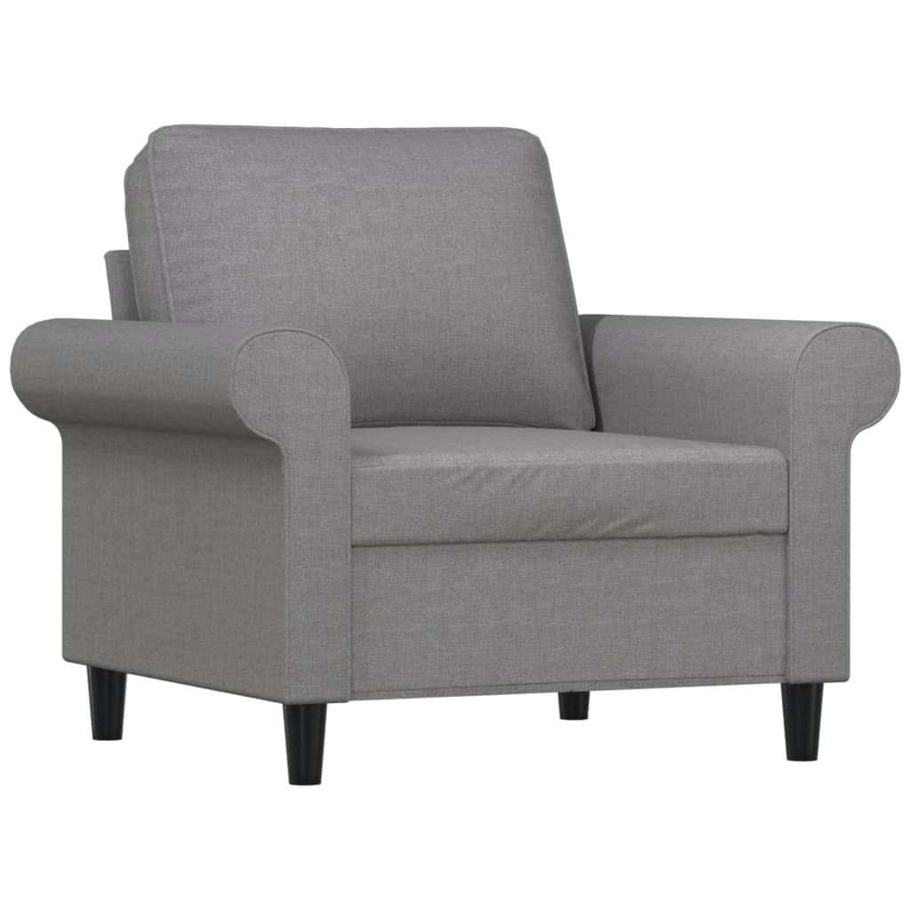 vidaXL Light Gray Fabric Single Sofa Chair with Footstool - Durable 100% Polyester Seating for Living Room, Bedroom, Lounge - 36.2&quot; x 30.3&quot; x 31.5&quot;