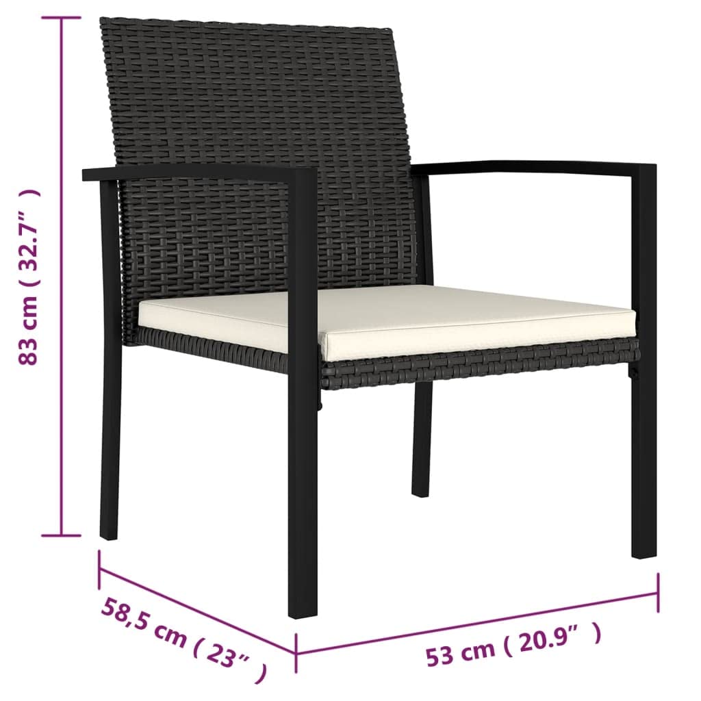 Patio Dining Chairs 4 pcs Poly Rattan Black