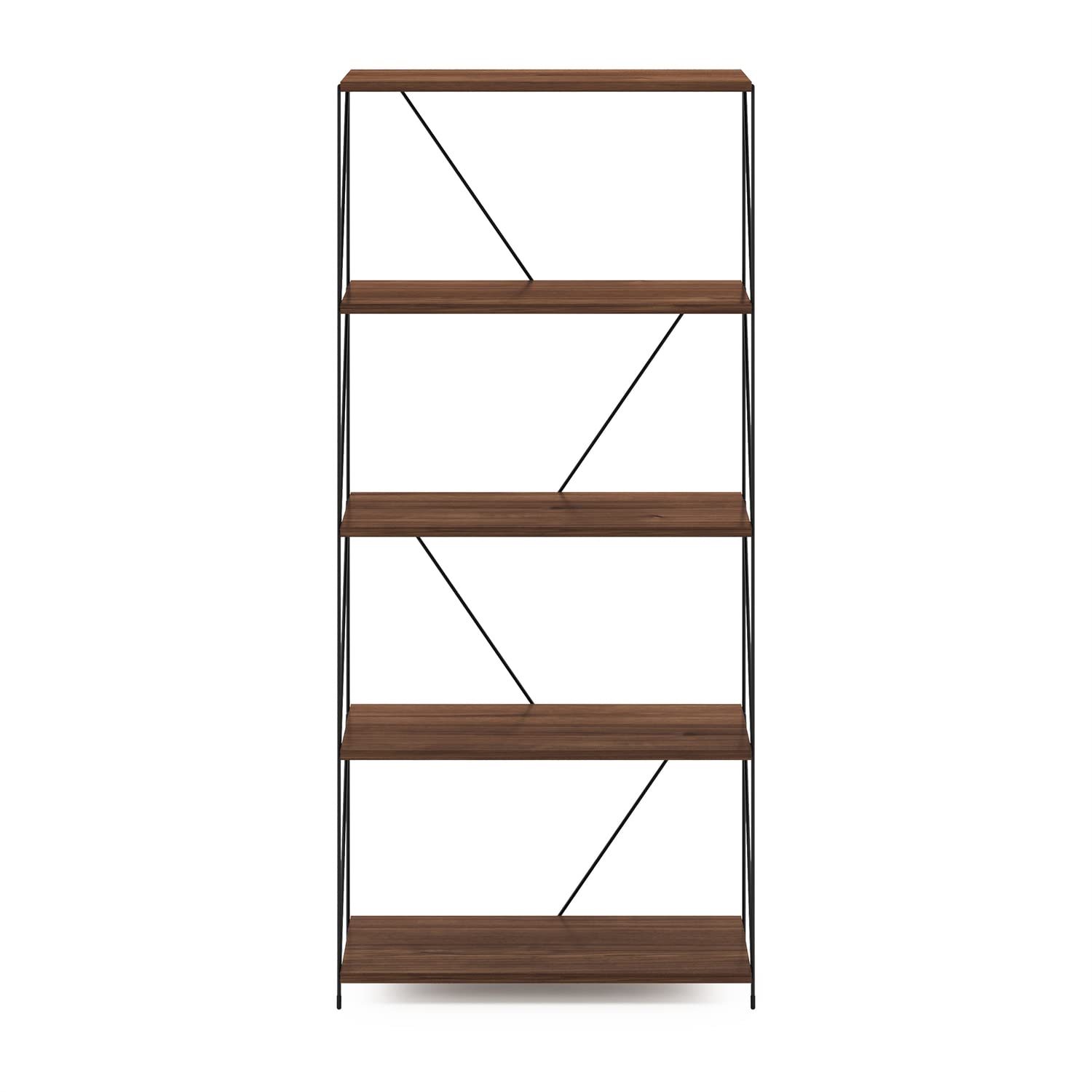 Furinno Besi 5-Tier Industrial Multipurpose Shelf Display Rack with Metal Frame, Wide, Walnut Cove
