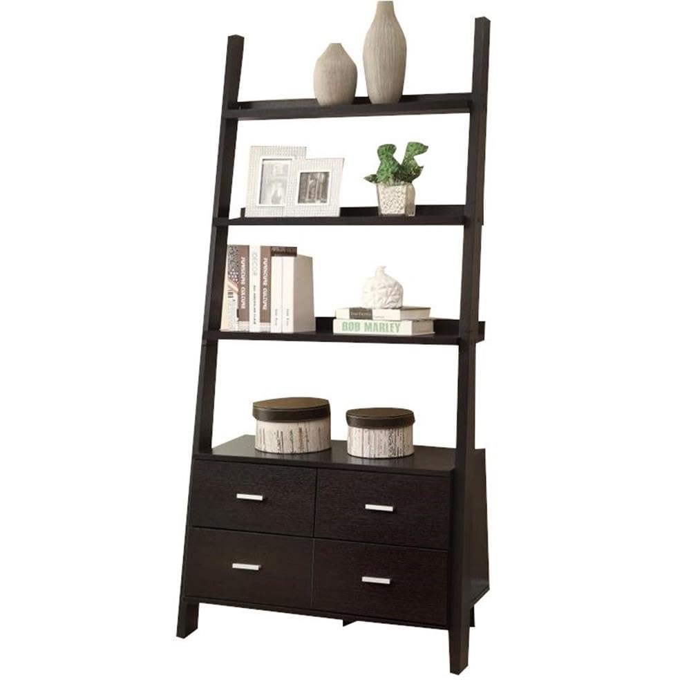 Coaster Home Furnishings Colella Leaning 4-Drawer Ladder Bookcase Cappuccino