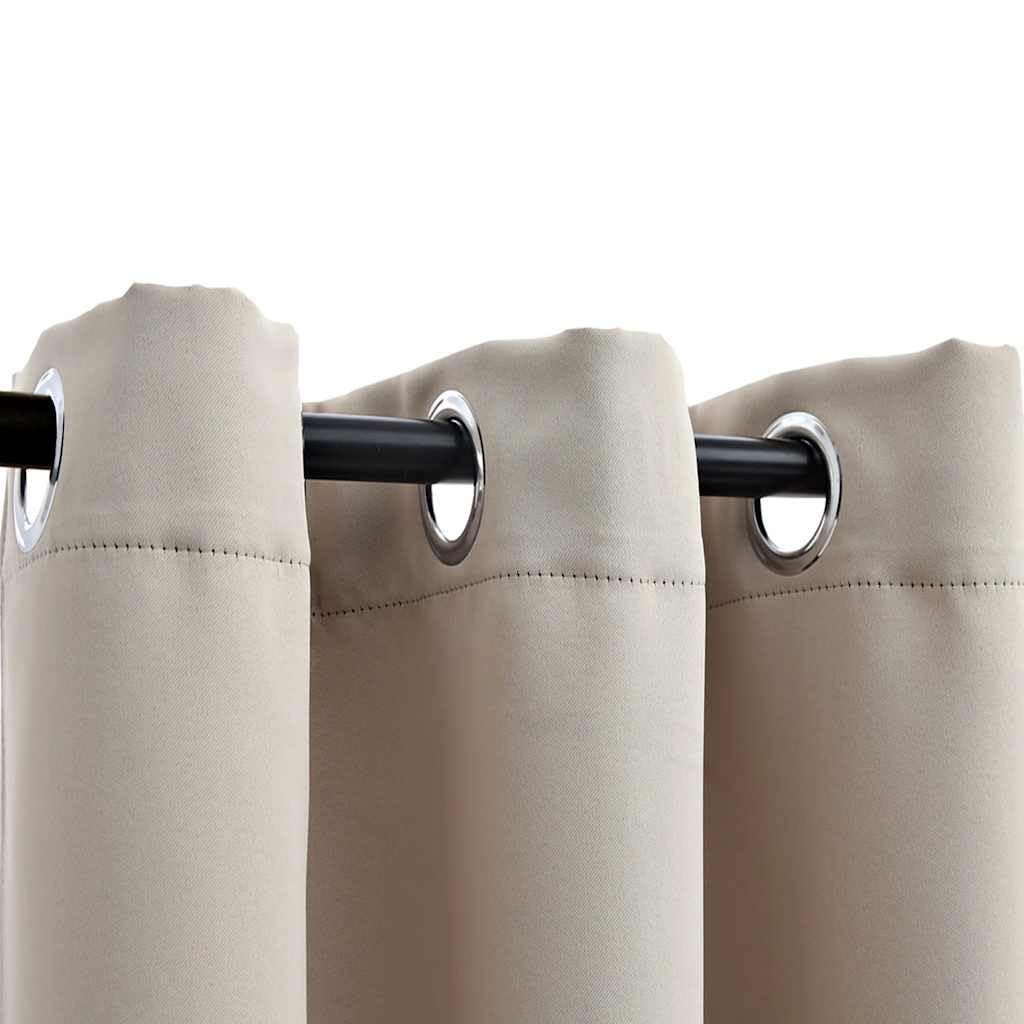 Vidaxl Beige Blackout Curtains With Rings, Simple Elegant Design, 2 Pcs Set, Resistant Fabric, 37"X95", Light Blocking, Machine Washable