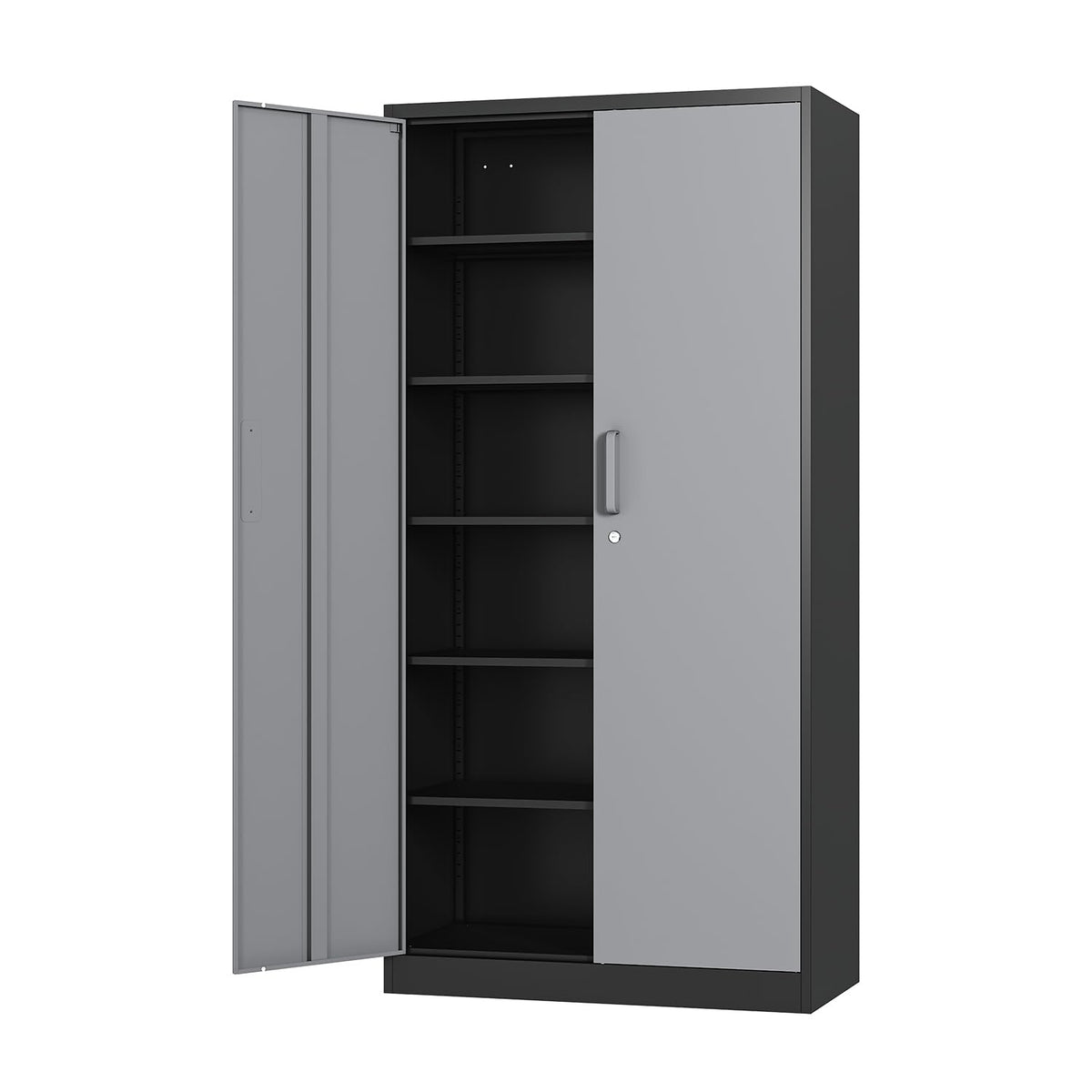 Fesbos Metal Cabinet Steel Storage Cabinet - 71    Tall Steel File Cabinets with Lockable Doors and 5 Adjustable Shelves Black&G