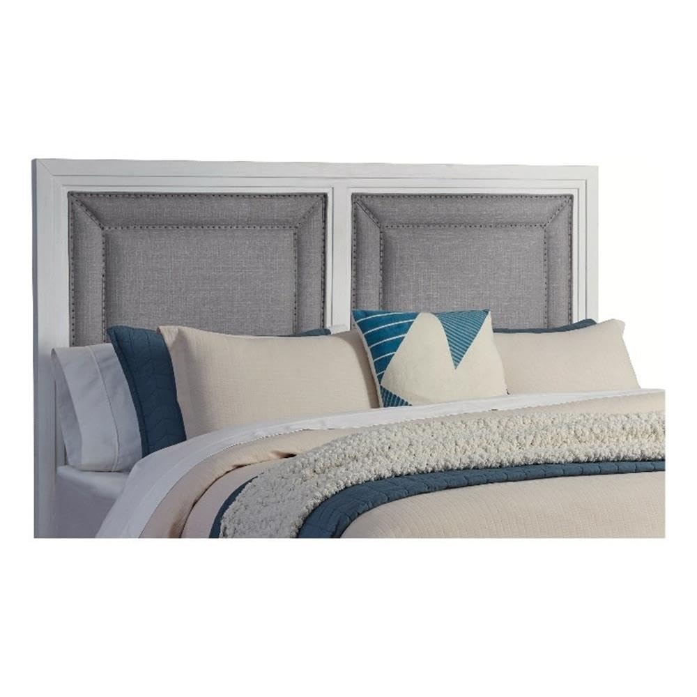American Woodcrafters Dunescape 79&Quot; W Wood King Upholstered Headboard In White