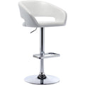 Vogue Furniture Direct Adjustable Bar Stool With Hollow Back And Arms, Modern Pu Leather Swivel Barstool, Airlift Counter Height Bar Chair For Kitchen Dining Room (Pearl White)