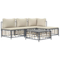 vidaXL Patio Furniture Set 5 Piece, Sectional Sofa with Coffee Table, Wicker Furniture Set with Cushions for Porch Garden, Anthr