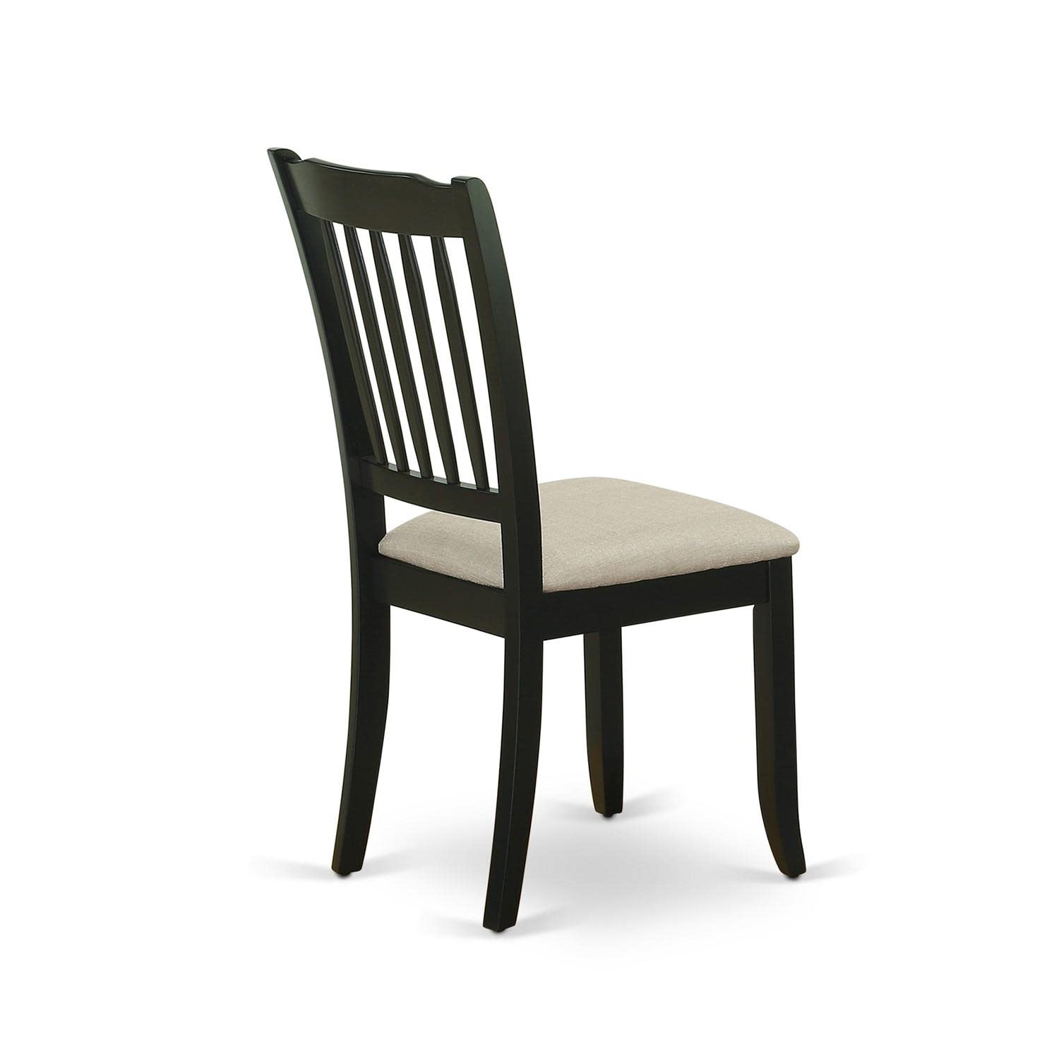 East West Furniture Dac-Blk-C Danbury Kitchen Dining Chairs - Linen Fabric Upholstered Wooden Chairs, Set Of 2, Black