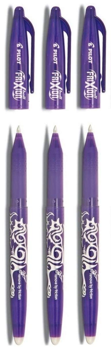 Pilot Purple/Violet Frixion Rollerball Erasable Pens Pen 0.7Mm Nib Tip 0.35Mm Line Bl-Fr7 (Pack Of 3)