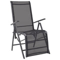 vidaXL Outdoor Reclining Deck Chair - 100% Aluminum Frame with Weather-Resistant Textilene Fabric and Adjustable Backrest, Foldable for Space-Saving Purpose - Black