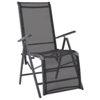 vidaXL Outdoor Reclining Deck Chair - 100% Aluminum Frame with Weather-Resistant Textilene Fabric and Adjustable Backrest, Foldable for Space-Saving Purpose - Black