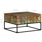 vidaXL Solid Reclaimed Wood Coffee Table - Handmade, Unique Square Side Table, Iron Legs, Rustic Lounge Room Accent Furniture