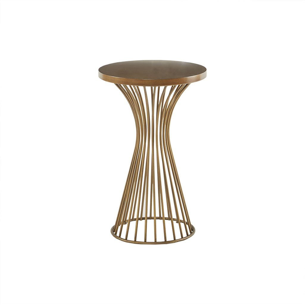 INK+IVY Mercer Accent Table - Wire Frame Pedestal Base, Round Top Modern Mid-Century Hour Glass Retro Design, 30 High, Bronze
