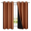 Nicetown Burnt Orange 100% Blackout Lined Curtains, 2 Thick Layers Completely Blackout Window Treatment Panels Thermal Insulated Drapes For Kitchen (1 Pair, 42' Width X 63' Length Each Panel)