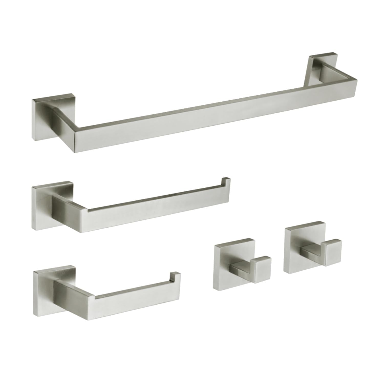 Kingston Brass BAHK6024778BN Lasdun 5-Piece Bathroom Accessory Set, Brushed Nickel towel-bars, 20-3/16 (L) x 2-3/16 (W) x 3-