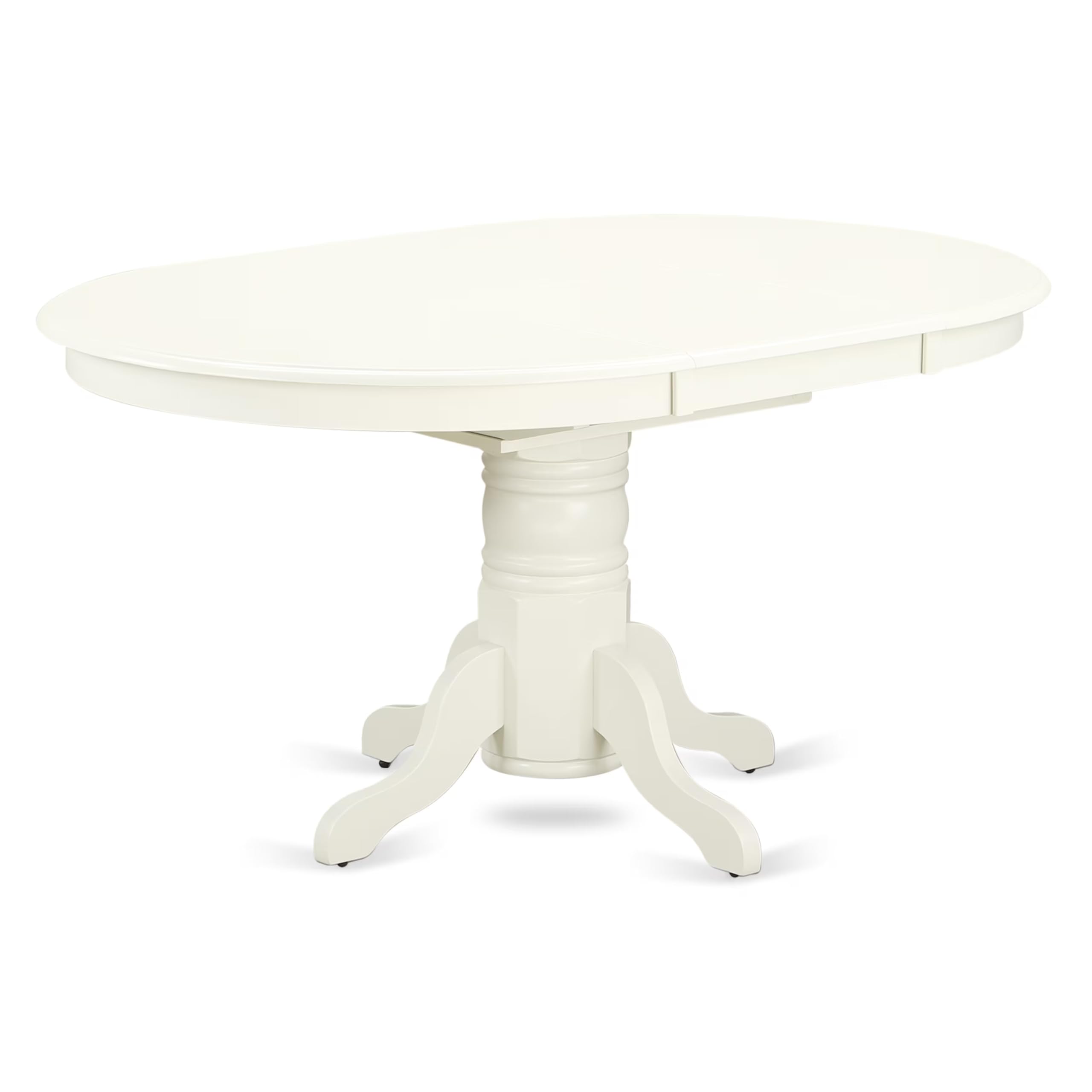 East West Furniture Avbo5-Lwh-Lc 5 Piece Dining Set Includes An Oval Dining Room Table With Butterfly Leaf And 4 Faux Leather Upholstered Chairs, 42X60 Inch, Linen White