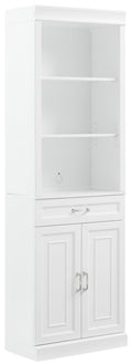 Crosley Furniture Stanton Storage Bookcase, Bookshelf Cabinet with Shelves, Kitchen and Living Room, White