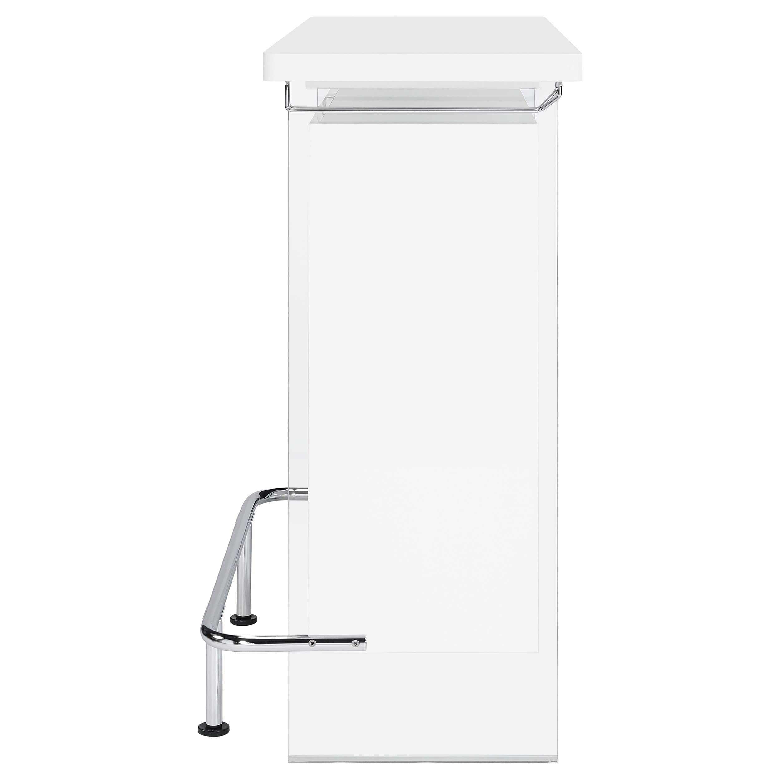 Coaster Home Furnishings Acosta Rectangular Bar Unit with Footrest and Glass Side Panels, White