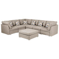 Lilola Home Amira Beige Fabric Reversible Modular Sectional Sofa with Ottoman and Pillows