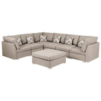 Lilola Home Amira Beige Fabric Reversible Modular Sectional Sofa with Ottoman and Pillows