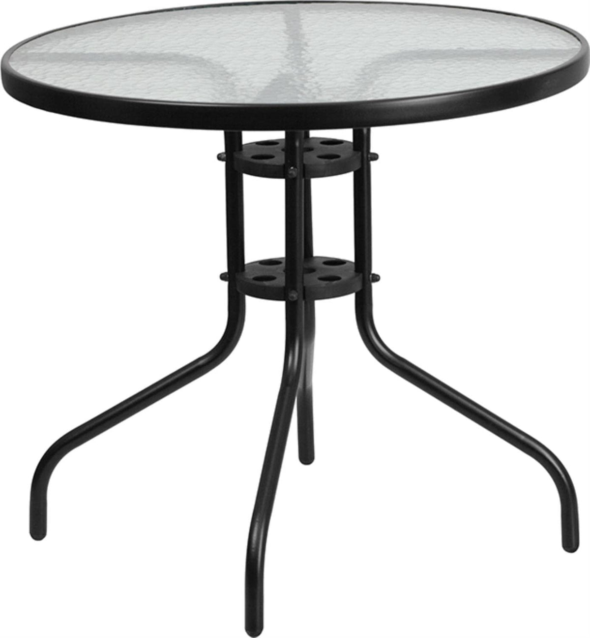 Flash Furniture Bellamy 31.5'' Round Tempered Glass Metal Table