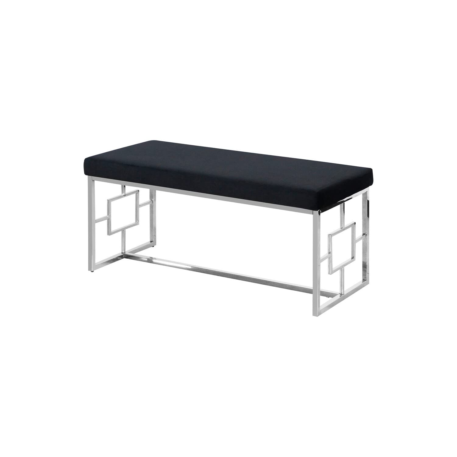 Best Master Furniture Emery Velour Bench With Stainless Steel Frame, Black
