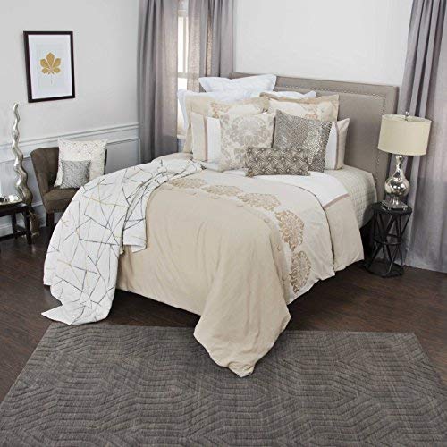 Rizzy Home | BT4468 | Duvet | 114&quot;x98&quot; Brown/Neutral/Metallic Solid With Floral Motif