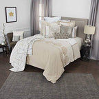 Rizzy Home | BT4468 | Duvet | 114"x98" Brown/Neutral/Metallic Solid With Floral Motif