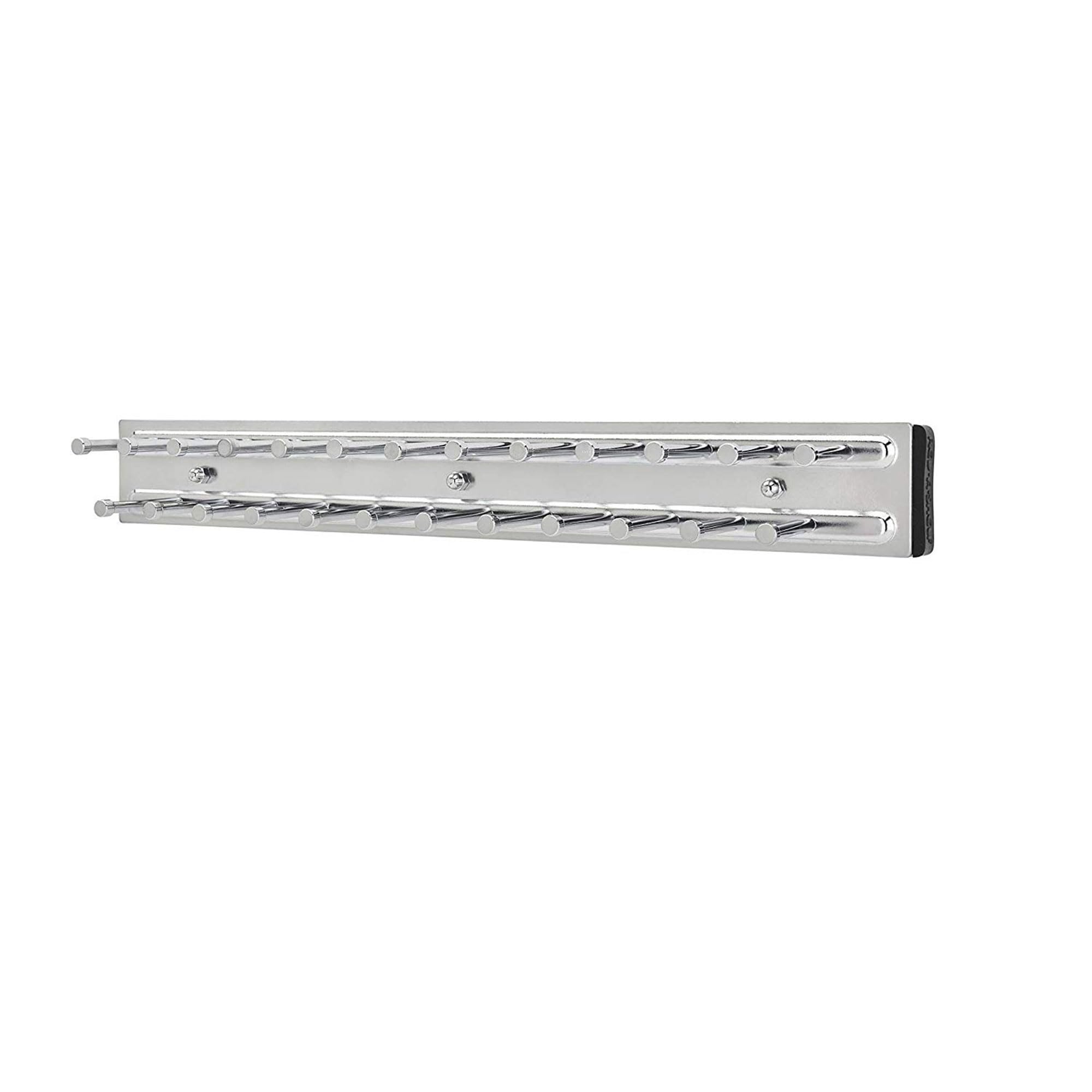 Rev-A-Shelf Pullout 14 Inch Side Mount Extending Closet Tie and Belt Organization Storage Rack Holder for Up to 25 Ties, Chrome,