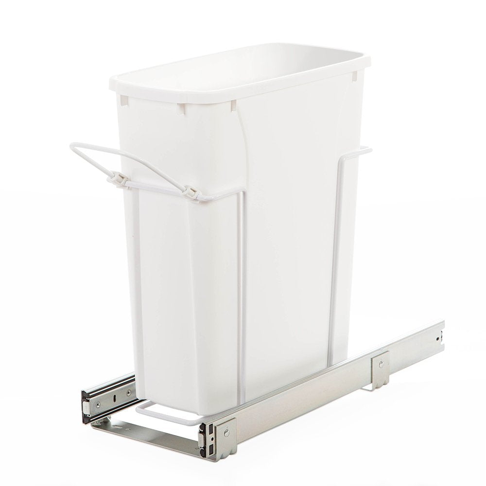 Knape & Vogt FBA_SBM9-1-20WH Trash Can, 17.31-Inch by 7.98-Inch by 20-Inch, White