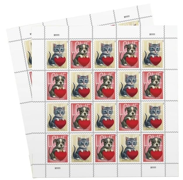 Usps Love 2023 (2 Sheets Of 20) Forever Postage Stamps Us Postal First Class Valentine Dog Cat Puppy Kitten Pet Wedding Celebrat