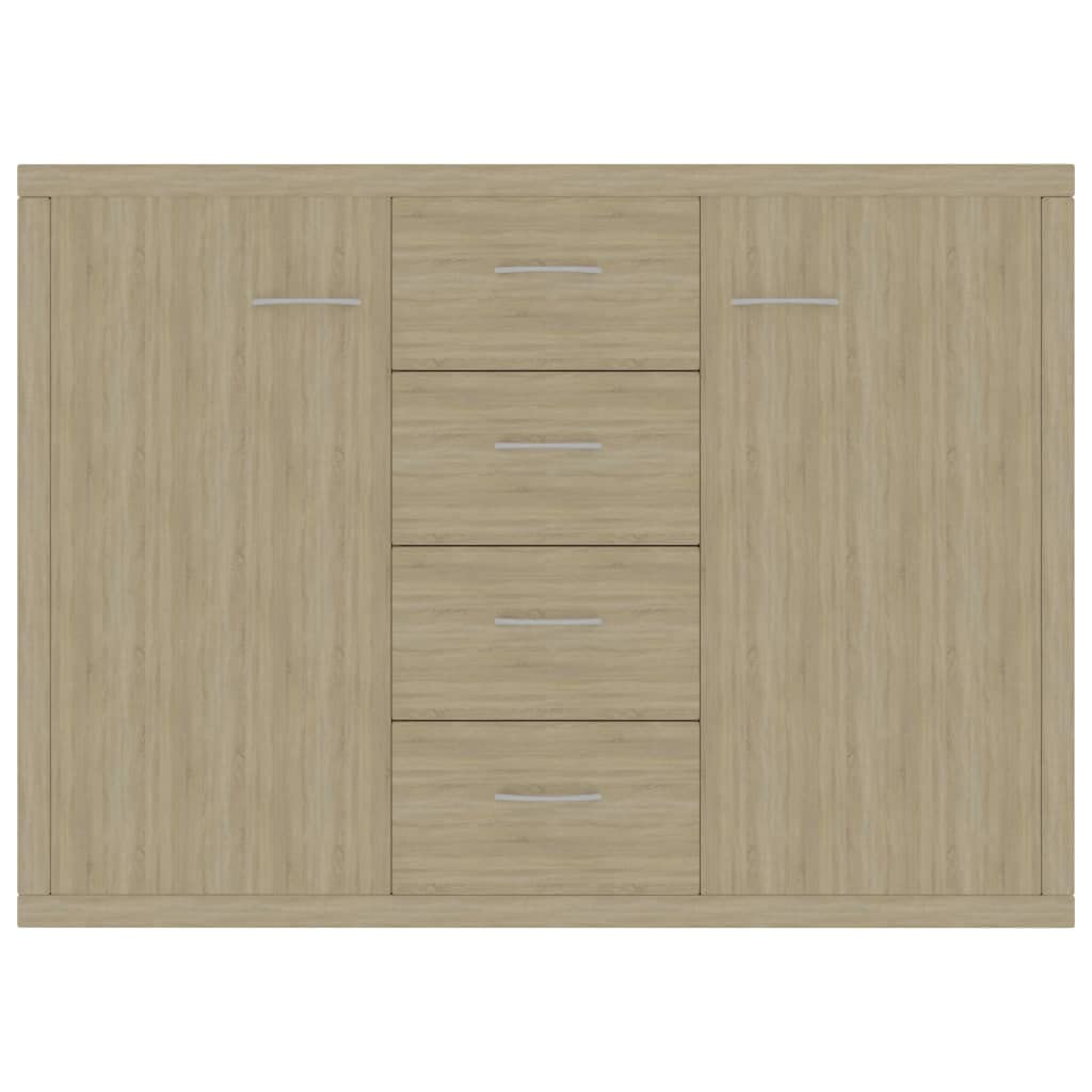 vidaXL Sideboard Home Indoor Living Room Hallway Buffet Storage Side Cabinet Organizer Cupboard Furniture White and Sonoma Oak Engineered Wood