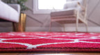 Unique Loom Trellis Frieze Collection Area Rug - Rounded (2' X 6' 1'' Runner, Red/ Ivory)