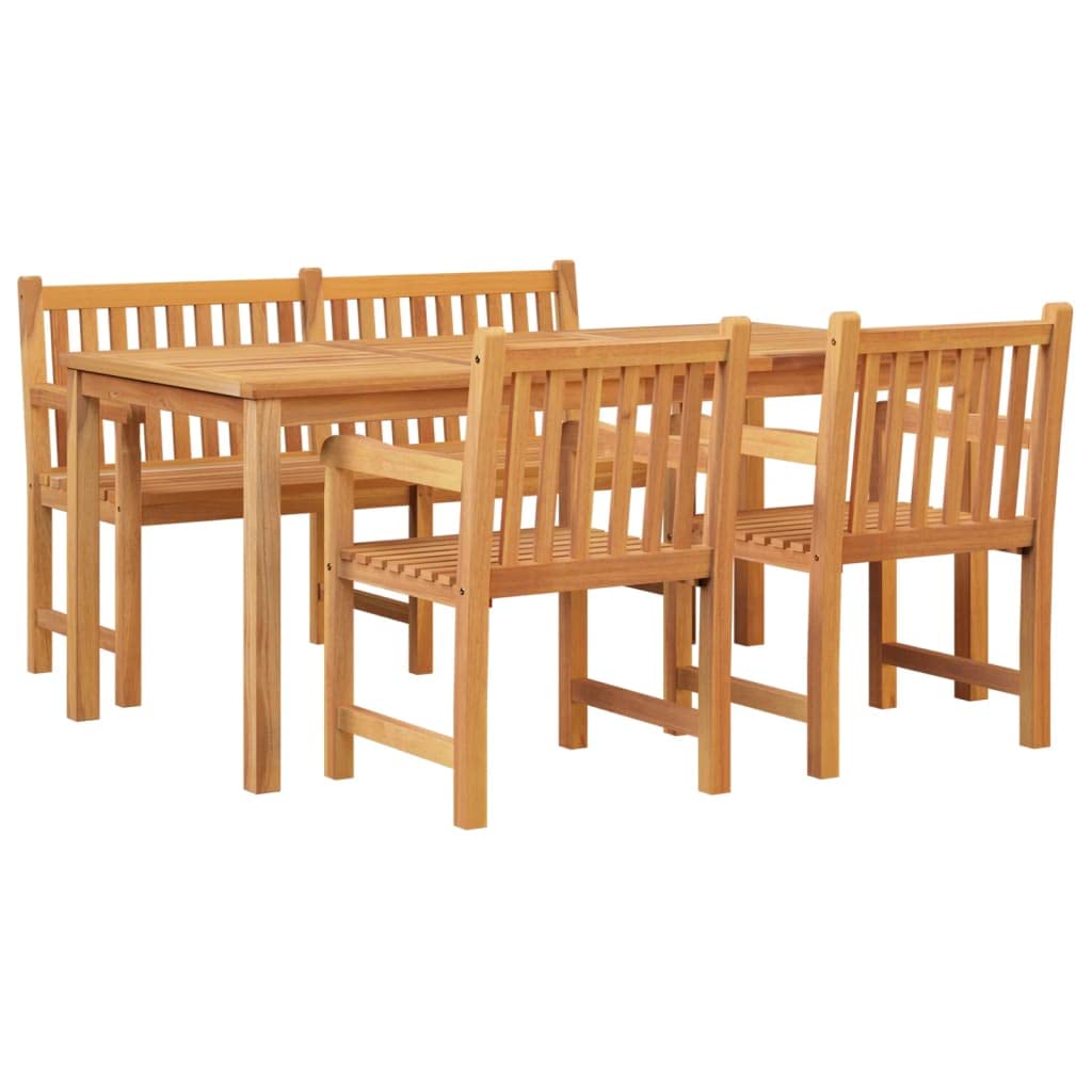 vidaXL Outdoor Dining Set - 4 Piece Patio Furniture - Solid Teak Wood - Weather Resistant Finish - Comfortable Seating with Backrest and Armrests - Home and Garden Furniture Set