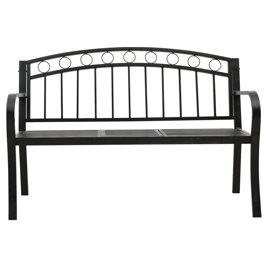 vidaXL Patio Bench with Built-in Table, Industrial Style, Weather-Resistant Powder-Coated Steel Garden Furniture - Black, 49.2 inches