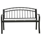 vidaXL Patio Bench with Built-in Table, Industrial Style, Weather-Resistant Powder-Coated Steel Garden Furniture - Black, 49.2 inches