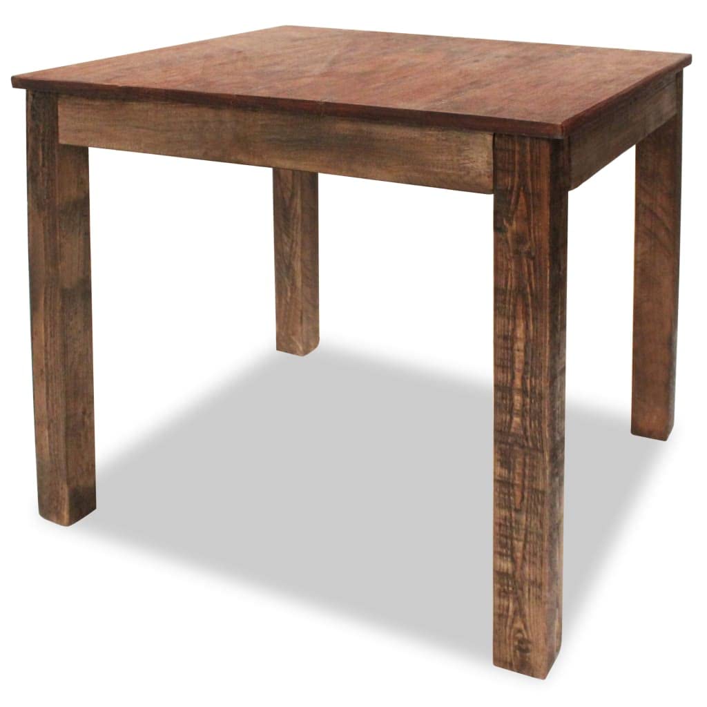 vidaXL Dining Table - Compact, Rectangular, Solid Reclaimed Wood, Brown, Sturdy, Rustic Farmhouse Style, Unique Colors, Handmade, Easy-to-Assemble