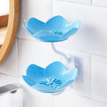 GaxQuly Flower Design Soap Dish Holder | Double Layer Self Adhesive Wall Hanging Soap Storage Rack for Kitchen Bathroom | Soap S