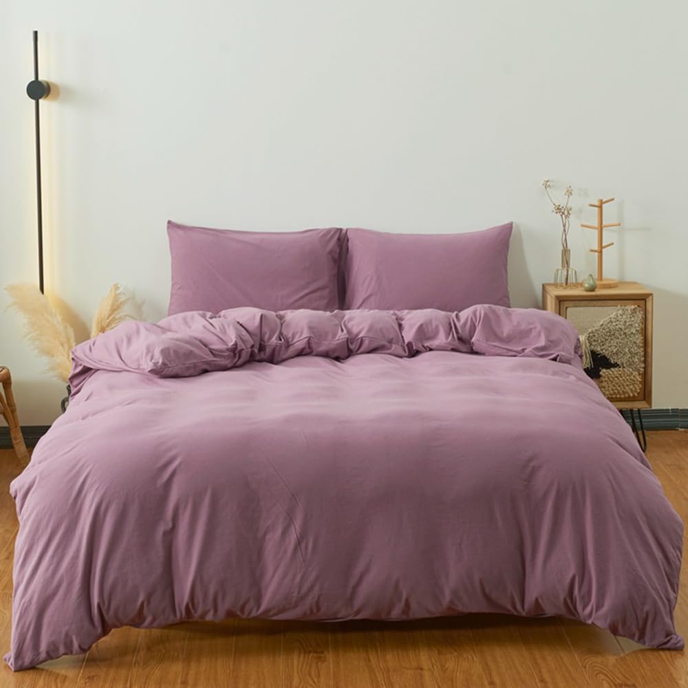 CLOTHKNOW Purple Comforter Set King 3Pcs Dusty Purple Bedding Comforter Sets Pale Mauve Comforter King Size Soft Purple King Com