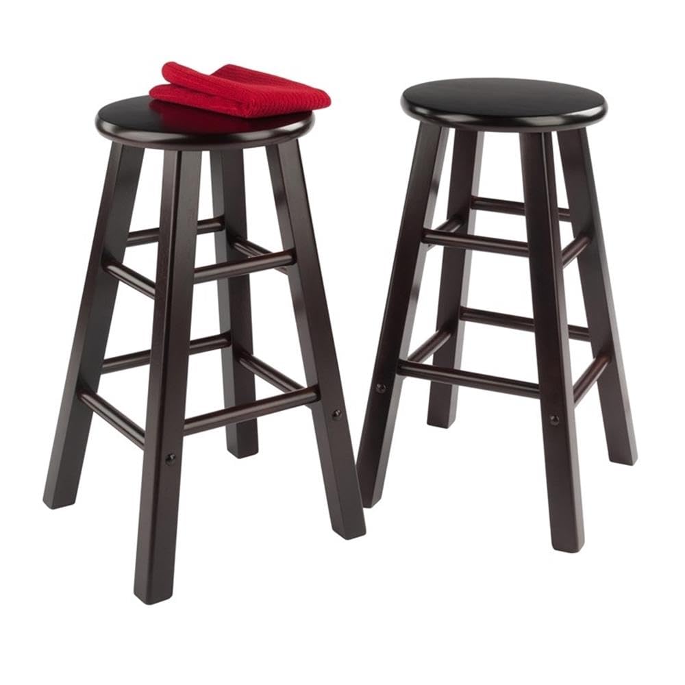 Winsome Element 2-Piece 24In Counter Stool Set, Espresso Finish, Solid Wood, Modern Design